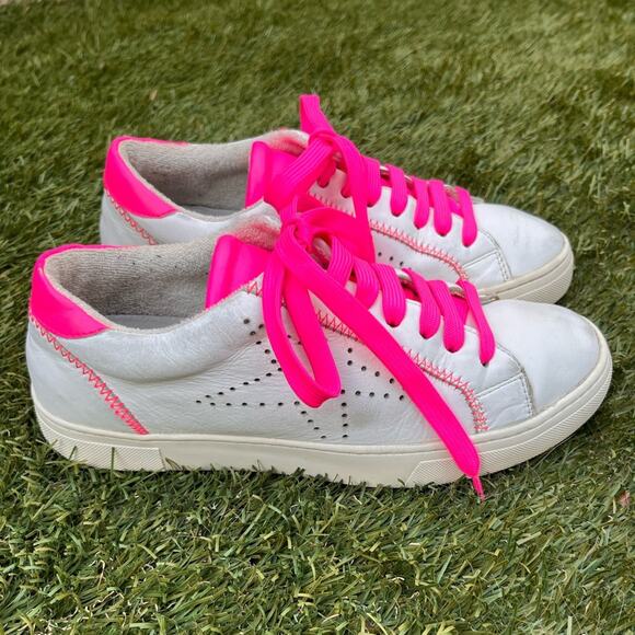 Steve Madden Rezza Destroyed Star Golden Goose Style Neon Pink Low Top Sneaker 7 - Picture 1 of 11
